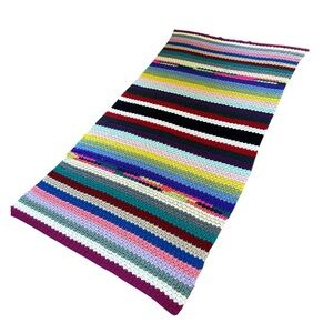 Vintage Multicolor Hand Crocheted Afghan Blanket Throw 54” X 90” Tv Movie Prop